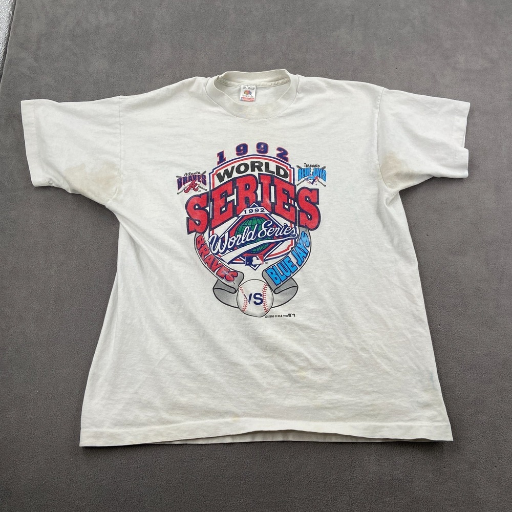 Atlanta Braves vs Toronto Blue Jays World Series Shirt Men XL White MLB Baseball